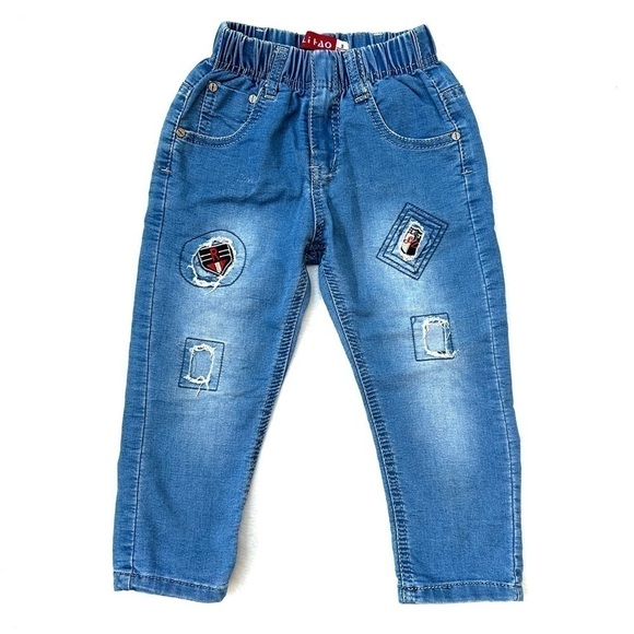 ⭐️ 5 for $25 Blue Toddler Boy Jeans Elastic Waistband Size 3 Yrs 92-98 cm - Picture 1 of 9